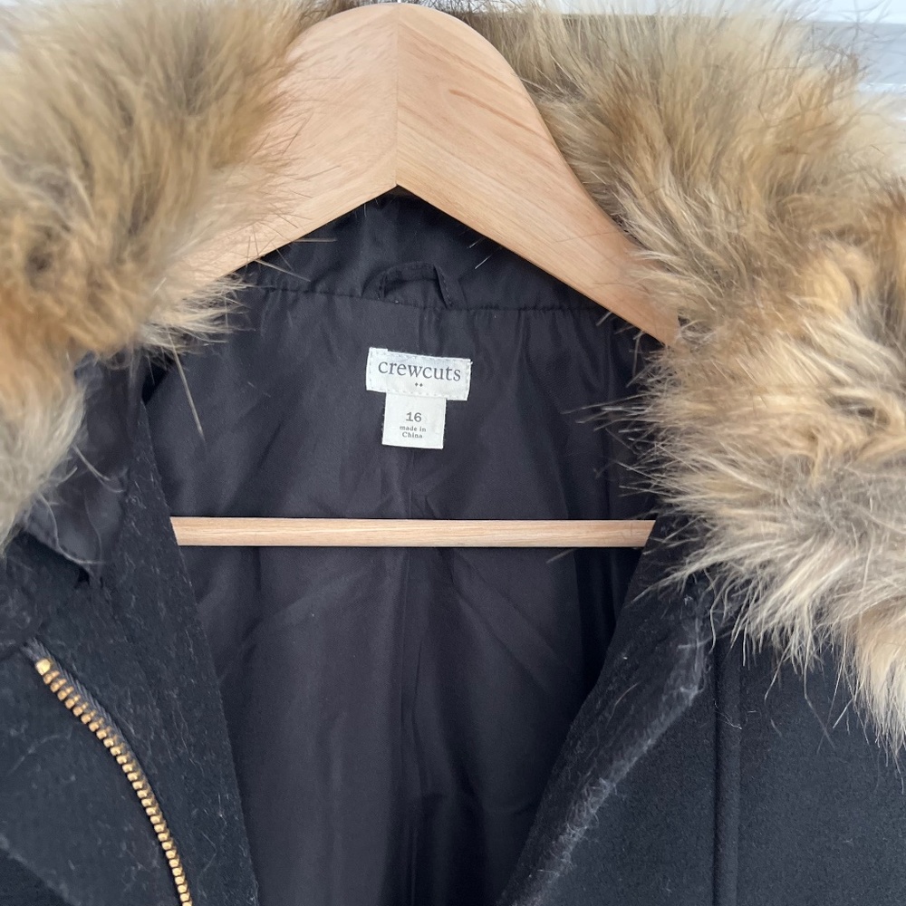 Girls faux-fur collar coat